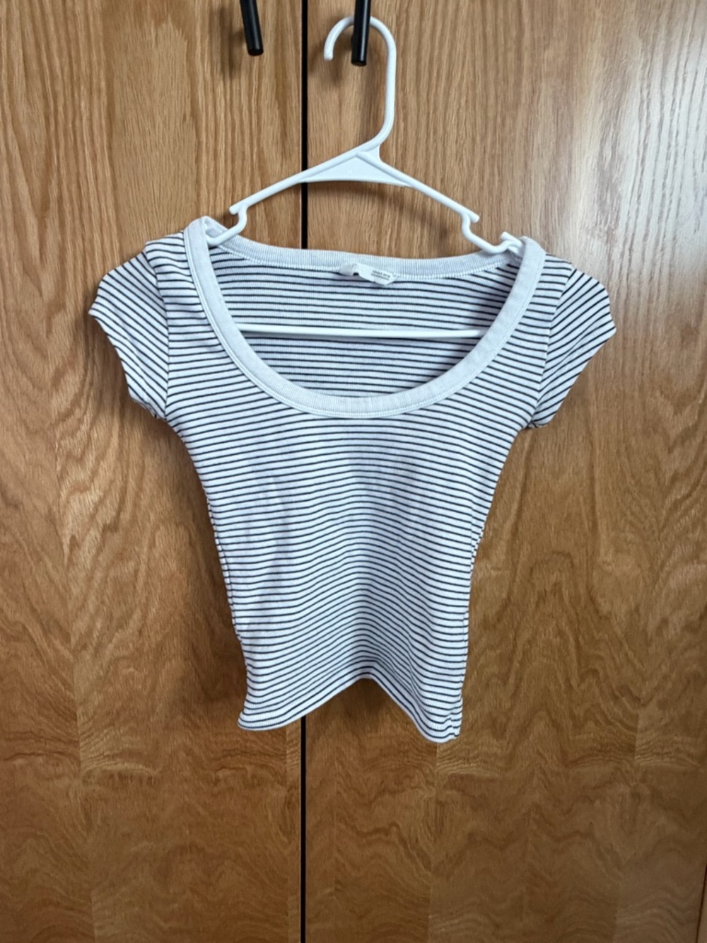Zara Black & White Striped Scoop Crop Top